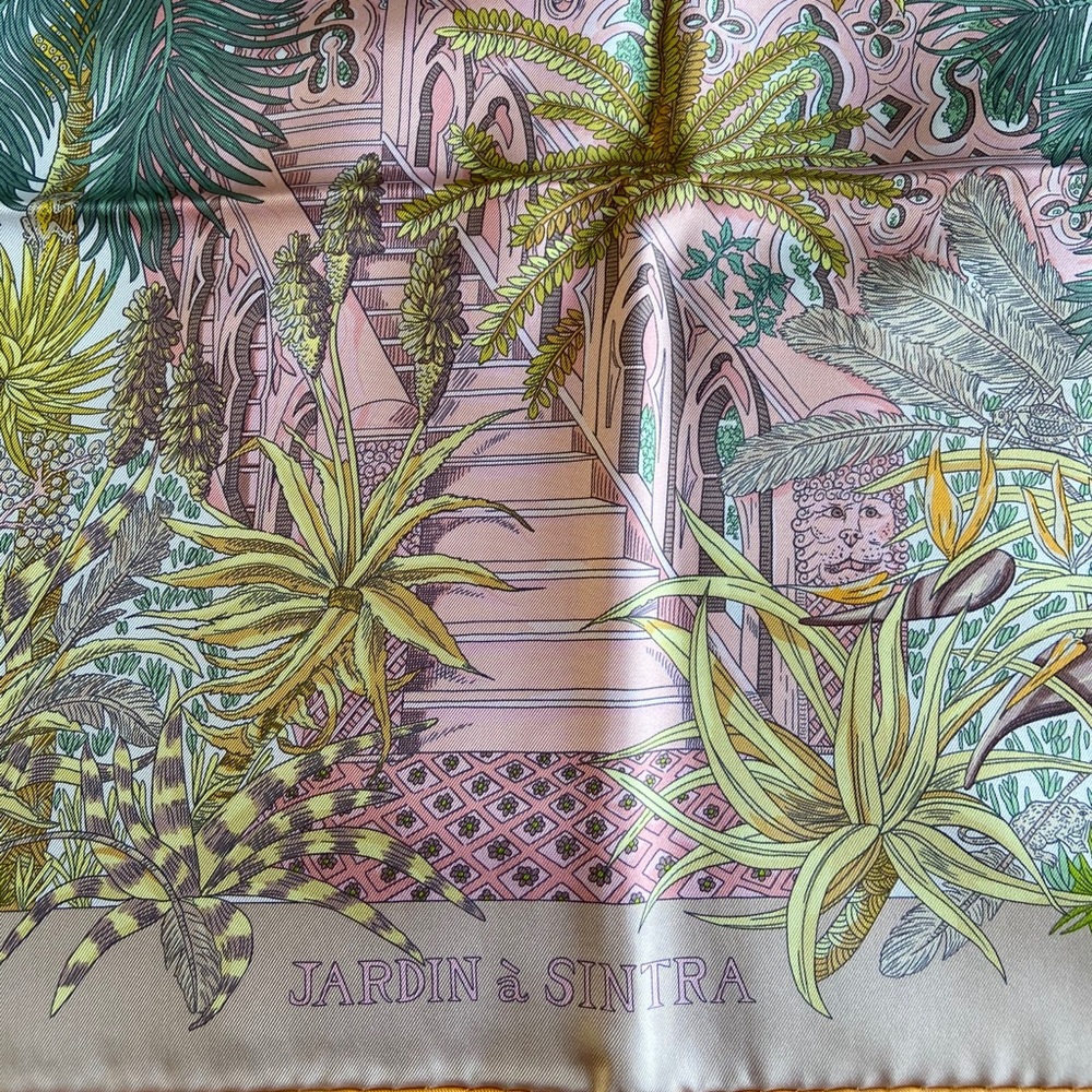 Authentic Hermès Jardin a Sintra silk scarf